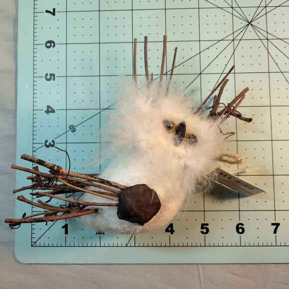 White Owl Ornament Feather Twig Rustic Cottage Cabin Lodge Decor Holiday Time - Picture 9 of 10